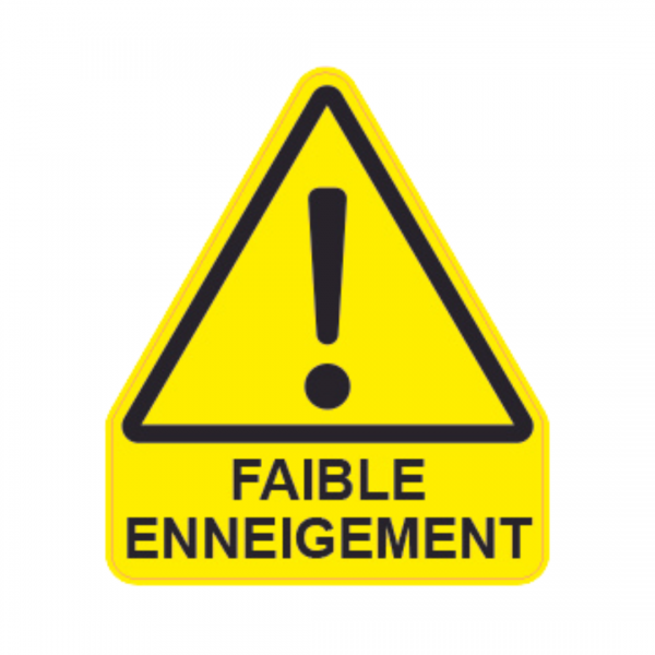 Panneau Triangle Sticker Danger ! Texte "Faible enneigement" TRI-STI145-TXB